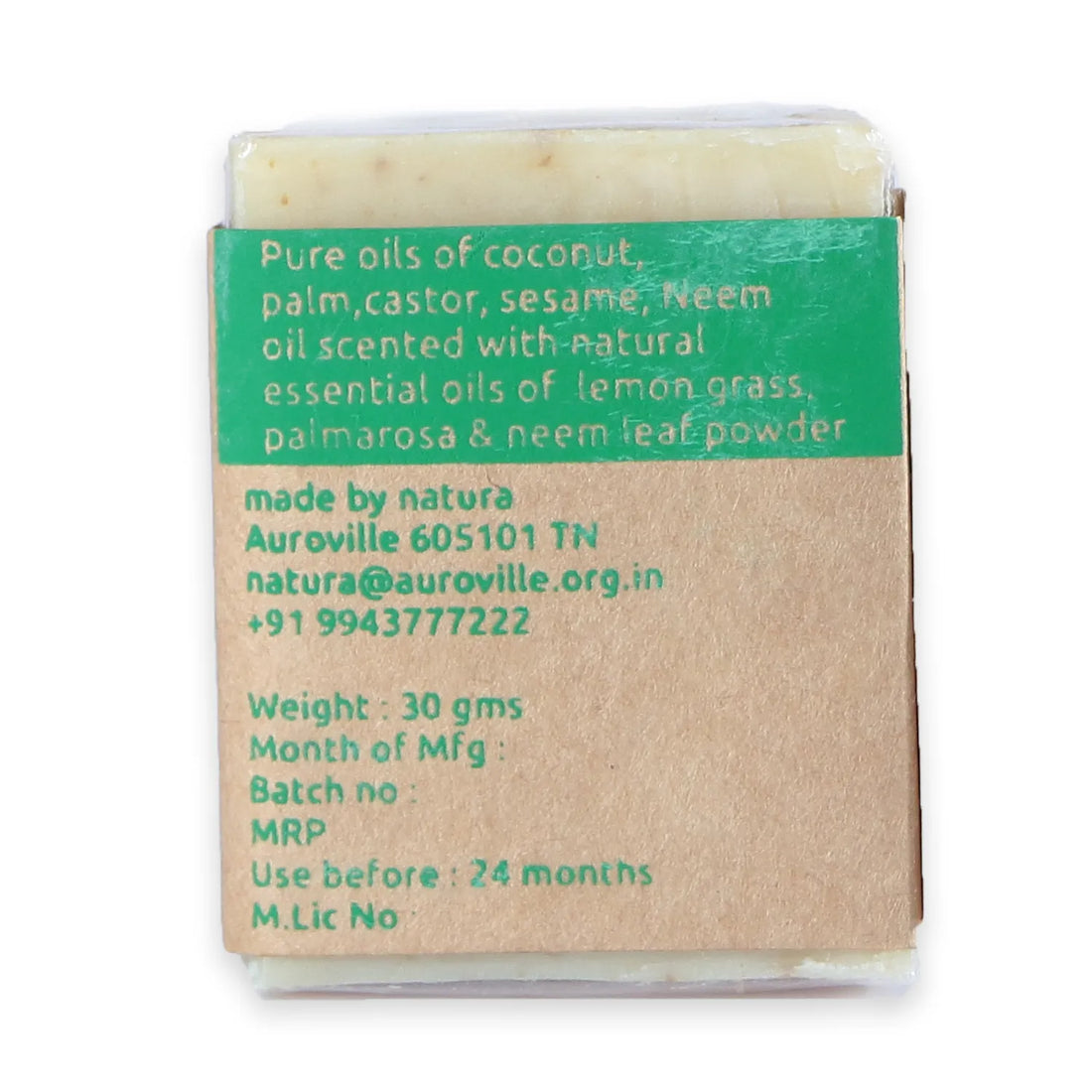 Soap | Moringa & Neem Soap - Chemical Free, No Added Colorants Or No Fragrance - natura - 75gm