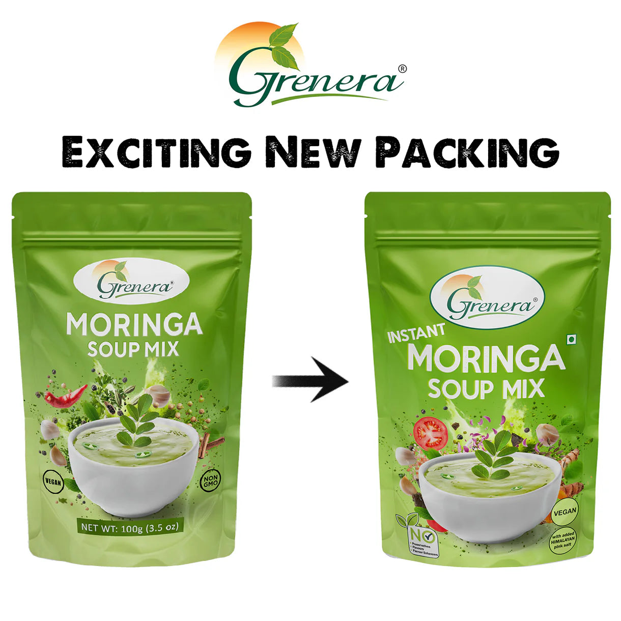 Soup | Instant Moringa Soup Mix Powder -Vegan-No Artificial Flavours, Colours, or Preservatives - Grenera - 100gm