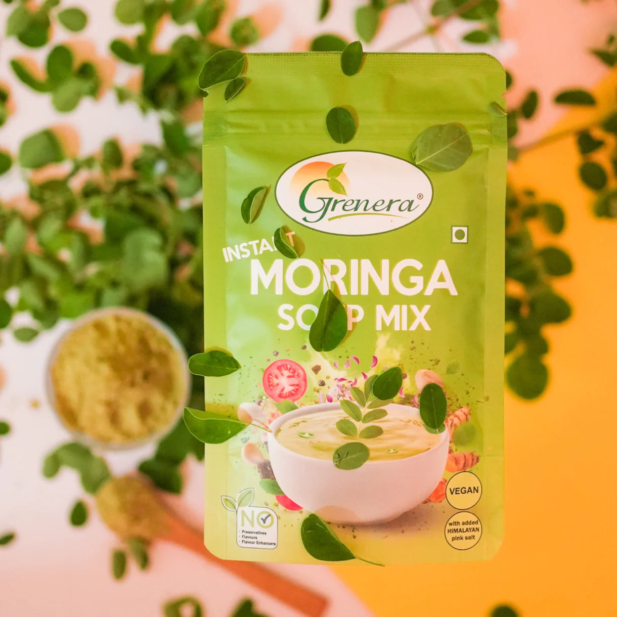 Soup | Instant Moringa Soup Mix Powder -Vegan-No Artificial Flavours, Colours, or Preservatives - Grenera - 100gm