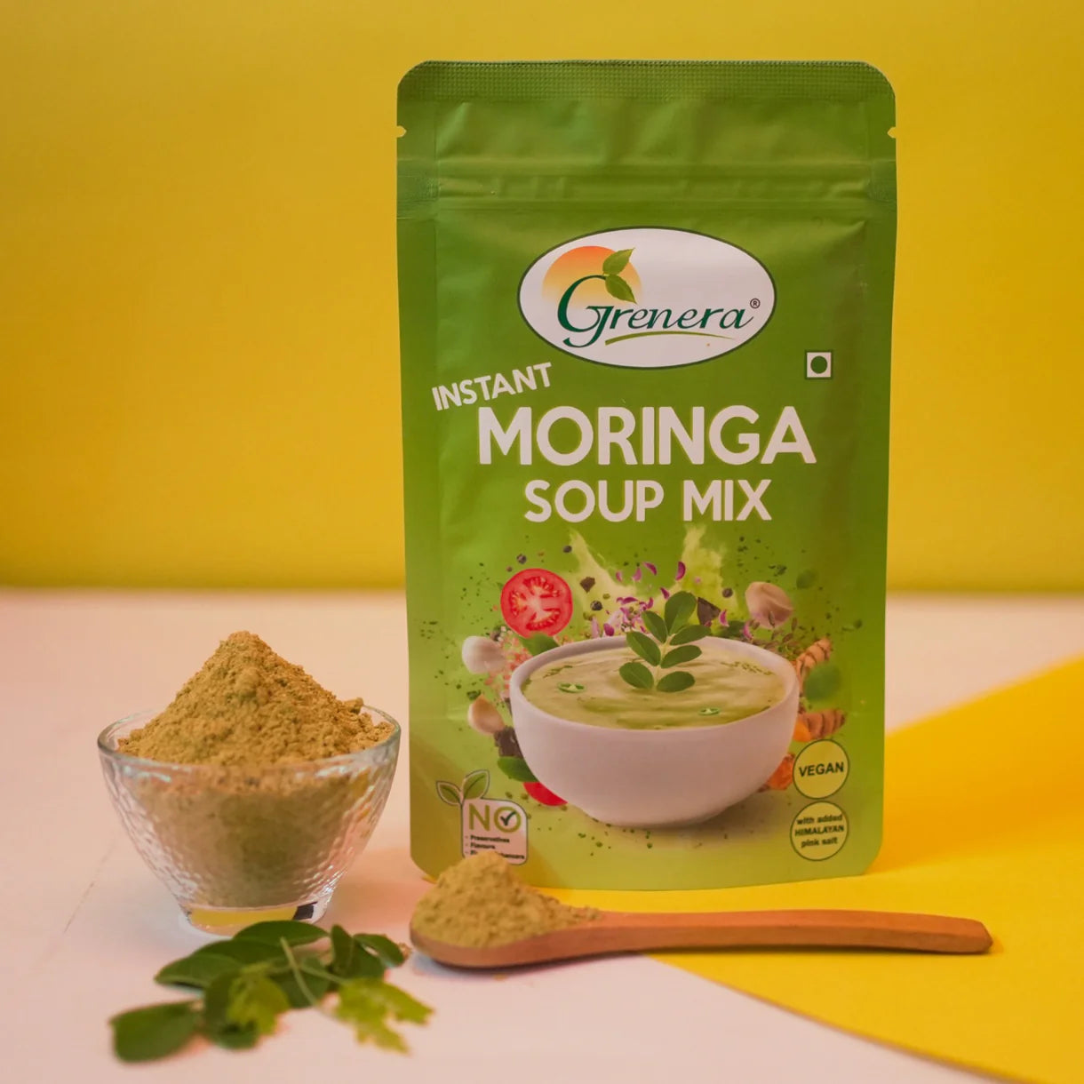 Soup | Instant Moringa Soup Mix Powder -Vegan-No Artificial Flavours, Colours, or Preservatives - Grenera - 100gm