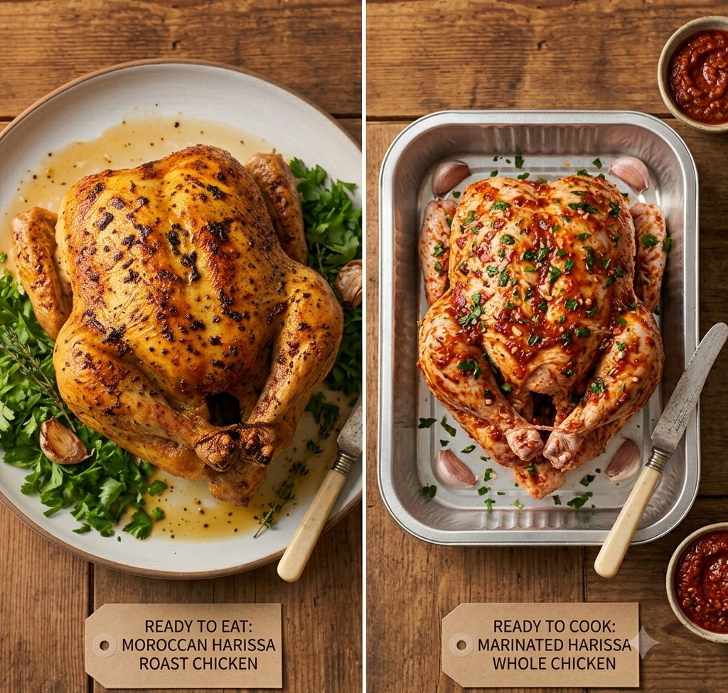 Moroccan Harissa Whole Chicken (With Skin)- Spiced Clean-Label Roast - Ready to Cook &amp;  Ready To Eat – Halal Certified – Organically Raised – Non GMO, Antibiotics &amp; Hormone Free-Nature&