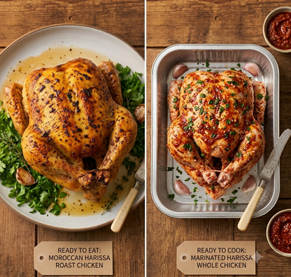 Moroccan Harissa Whole Chicken (With Skin)- Spiced Clean-Label Roast - Ready to Cook &amp;  Ready To Eat – Halal Certified – Organically Raised – Non GMO, Antibiotics &amp; Hormone Free-Nature&