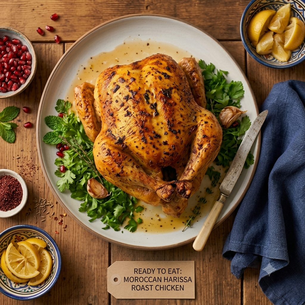 Moroccan Harissa Whole Chicken (With Skin)- Spiced Clean-Label Roast - Ready to Cook &amp;  Ready To Eat – Halal Certified – Organically Raised – Non GMO, Antibiotics &amp; Hormone Free-Nature&