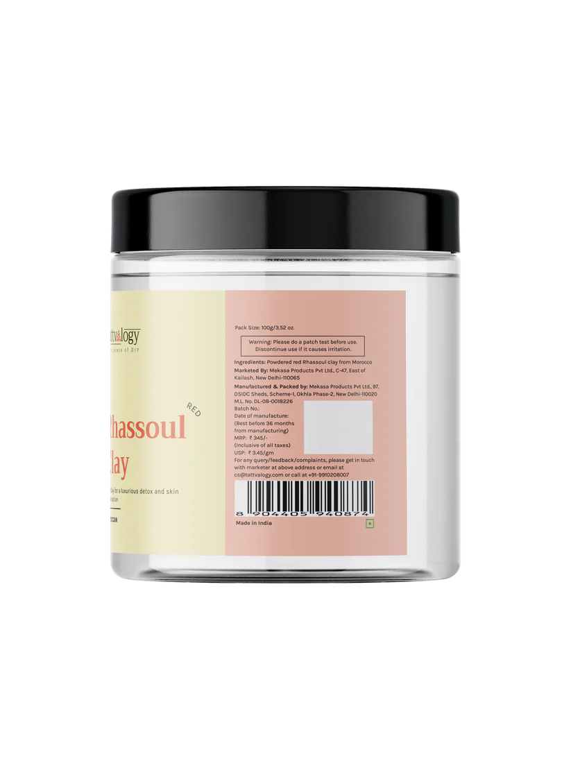Rhassoul Clay | Moroccan Rhassoul Clay (Red) - Pure Clay For A Luxurious Detox And Skin Rejuvenation - Tattvalogy - 100gm