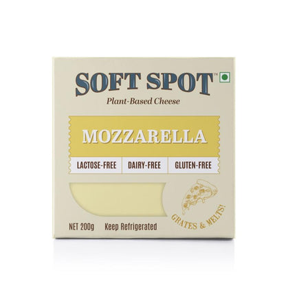 Vegan Mozzarella Cheese | Pasteurized - Grates &amp;amp; Melts – Gluten Free, Dairy Free &amp;amp; Lactose Free – Soft Spot Foods – 200gm