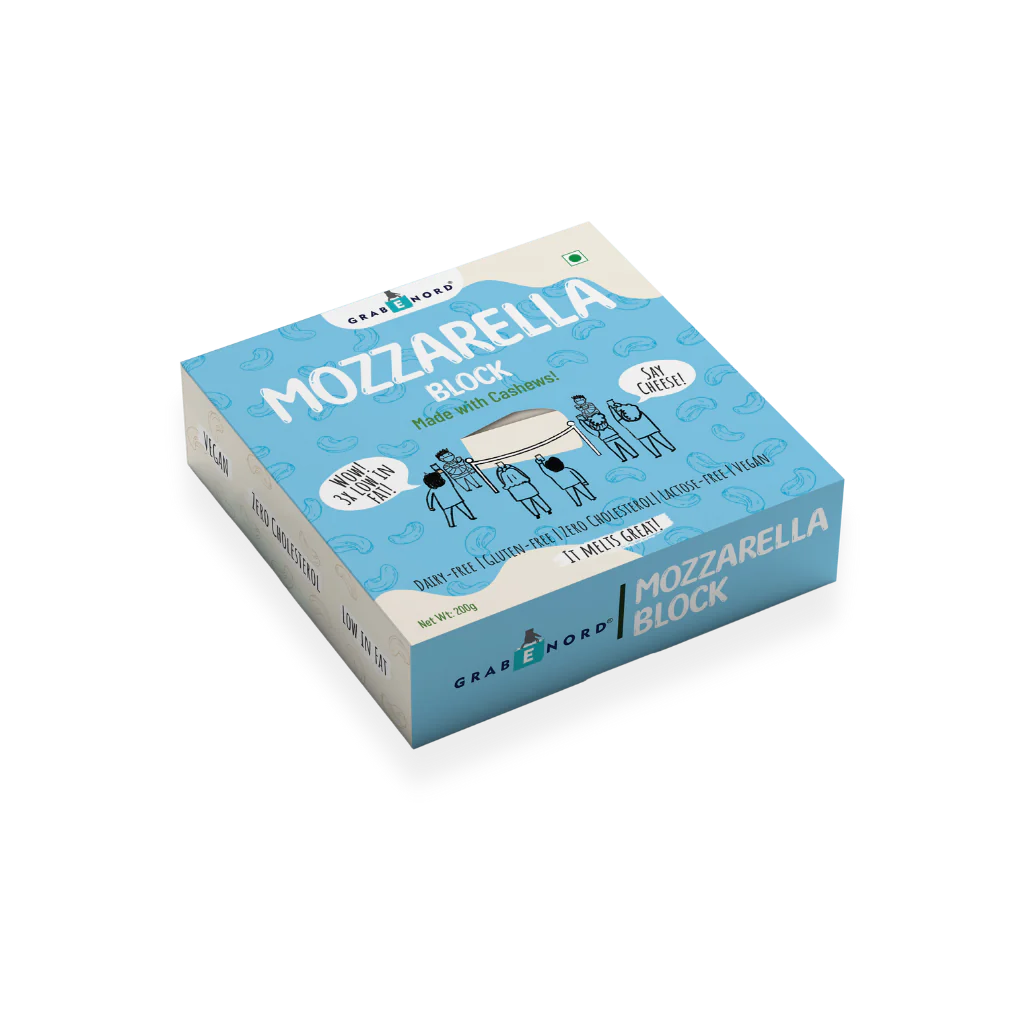 Mozzarella Cheese | Block (Made With Cashew) – Vegan, Gluten Free, Cruelty Free, Cholesterol Free &amp;amp; Dairy Free – Grabenord – 200gm