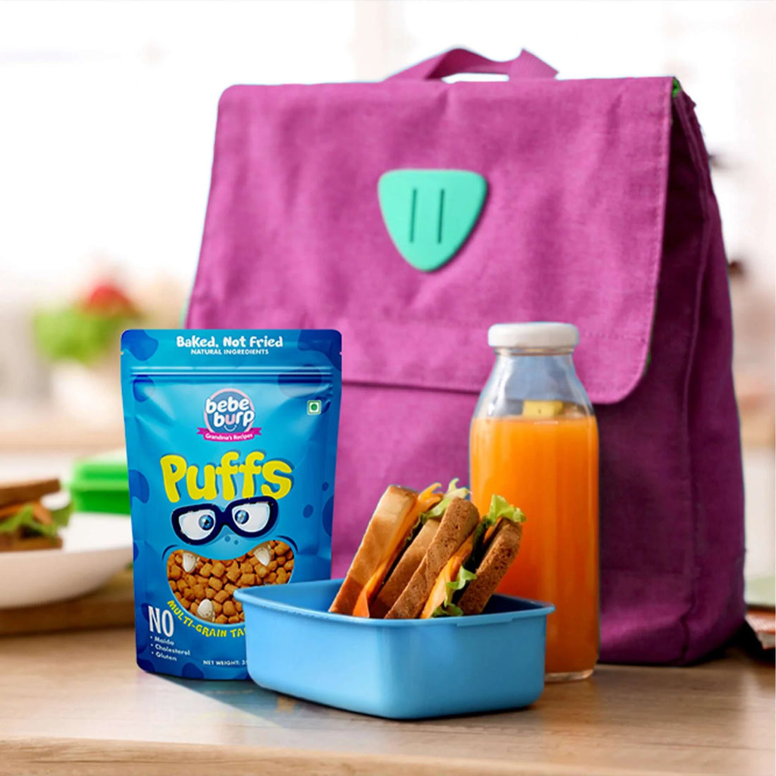Puffs | Multigrain Tangy Cheese Puff  – Gluten Free, Cholesterol Free, No Added Preservatives &amp;amp; No Trans Fat – Bebe Burp – 35gm