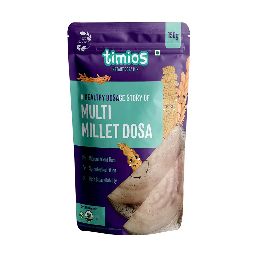 Millet Dosa | Multi Millet Dosa Mix – USDA Organic - Sprouted Nutrition - Timios – 150gm