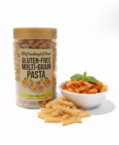Pasta | Multi Grain Pasta - Vegan, Gluten Free Pasta -No Wheat- High Protein, Fibre- No Msg, Low Glycemic Index &amp; Preservatives Free – The Cow Boys Farm – 200gm