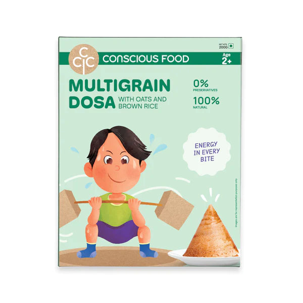 Multigrain Dosa | (With Oats &amp; Brown Rice) - Age 2+ - Natural - Vegan &amp; No Preservatives - Conscious Food - 200gm