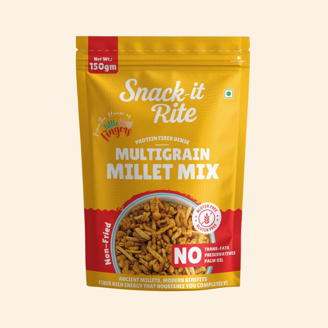 Multigrain &amp; Millet Mix - Gluten Free -Non Fried, Gluten Free-  No Added Preservatives ,No Palm Oil –Little Fingers ( Snack It Rite)– 150gm