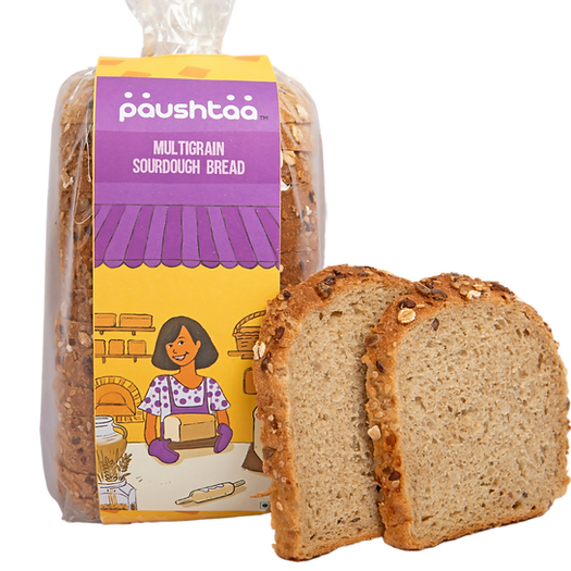 Bread | Multigrain Sourdough Bread - Vegan, No Bread Improver, Emulsifiers, Stabiliser, No Preservatives & No Flavour Enhancer Or No Refined Sugar - Paushtaa - 400gm
