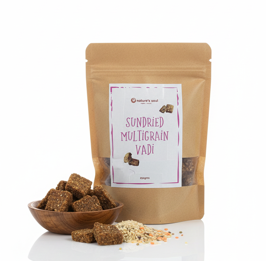 Multigrain Vadi | (Sundried) – Soya Free, Wheat Free, No Ajinomoto &amp; No Trans Fats – Nature’s Soul – 250gm