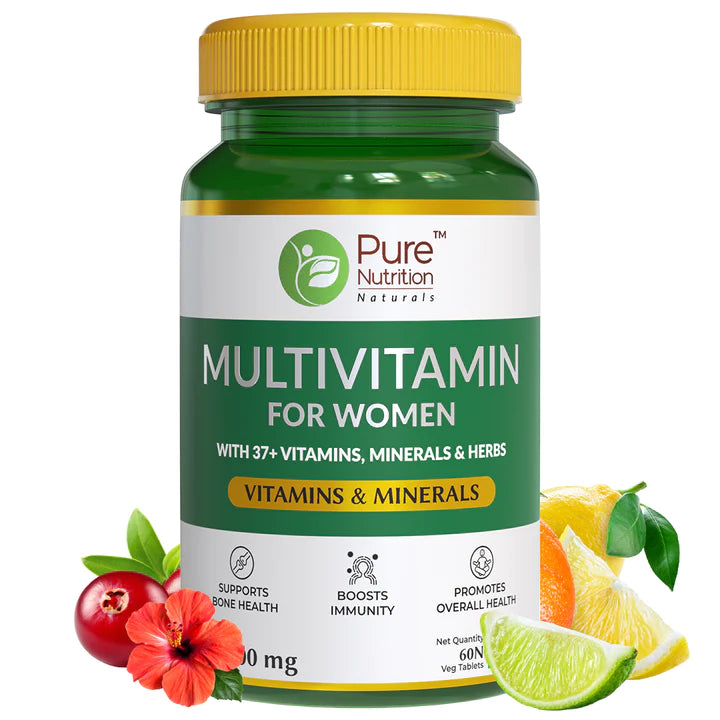 Multivitamin | (With 37+ Vitamin, Minerals & Herbs) – For Women – Boosts Immunity & Protects Against Bone Loss – Pure Nutrition -(1500mg) - 60 Capsules