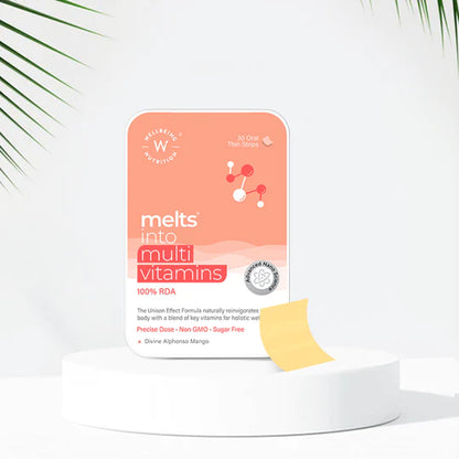 Melts Into Multivitamins (100% RDA) - Divine Alphanso Mango - Natural – Vegan &amp;amp; Zero Sugar &amp;amp; Non Gmo – Wellbeing Nutrition – 30 Strips