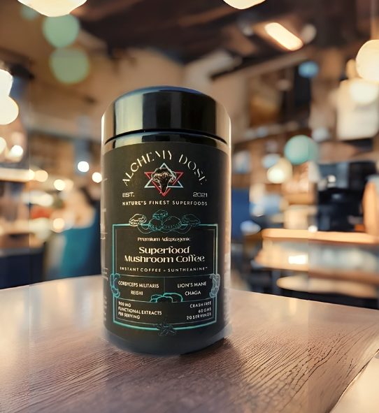 Mushroom Coffee | (Instant Coffee + Suntheanine) - Vegan, Gluten Free, Cholesterol Free, Soy Free &amp;amp; Peanut Free - Alchemy Dose - 30gm