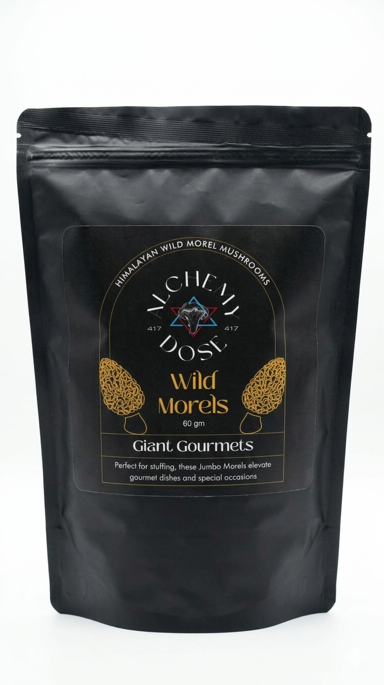 Mushroom | Morel Mushroom (Wild) - Giant Gourmets – Ideal For Soup, Omelettes And Garnishes – Suitable For Preservation – Gluten Free, High In Protein And Fiber &amp;amp; Enriched With Antioxidants – Alchemy Dose – 60gm