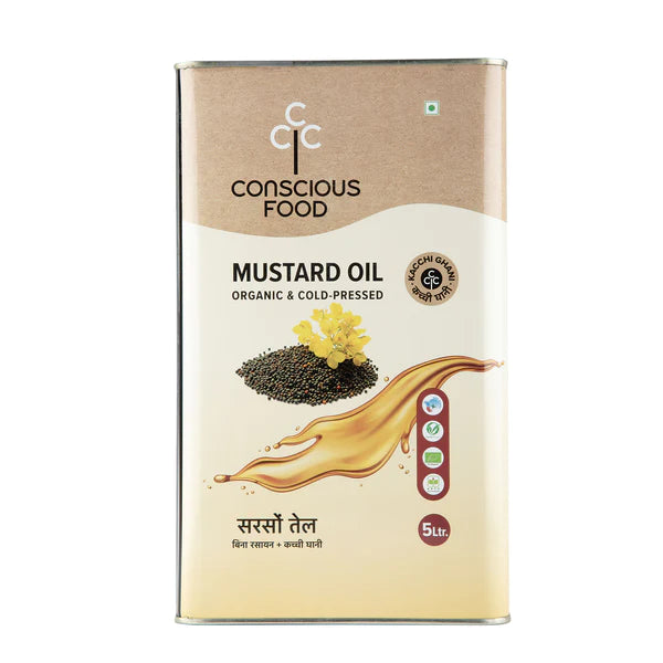 Mustard Oil | Organic - Cold pressed &amp; Edible - Conscious Food - 5000ml