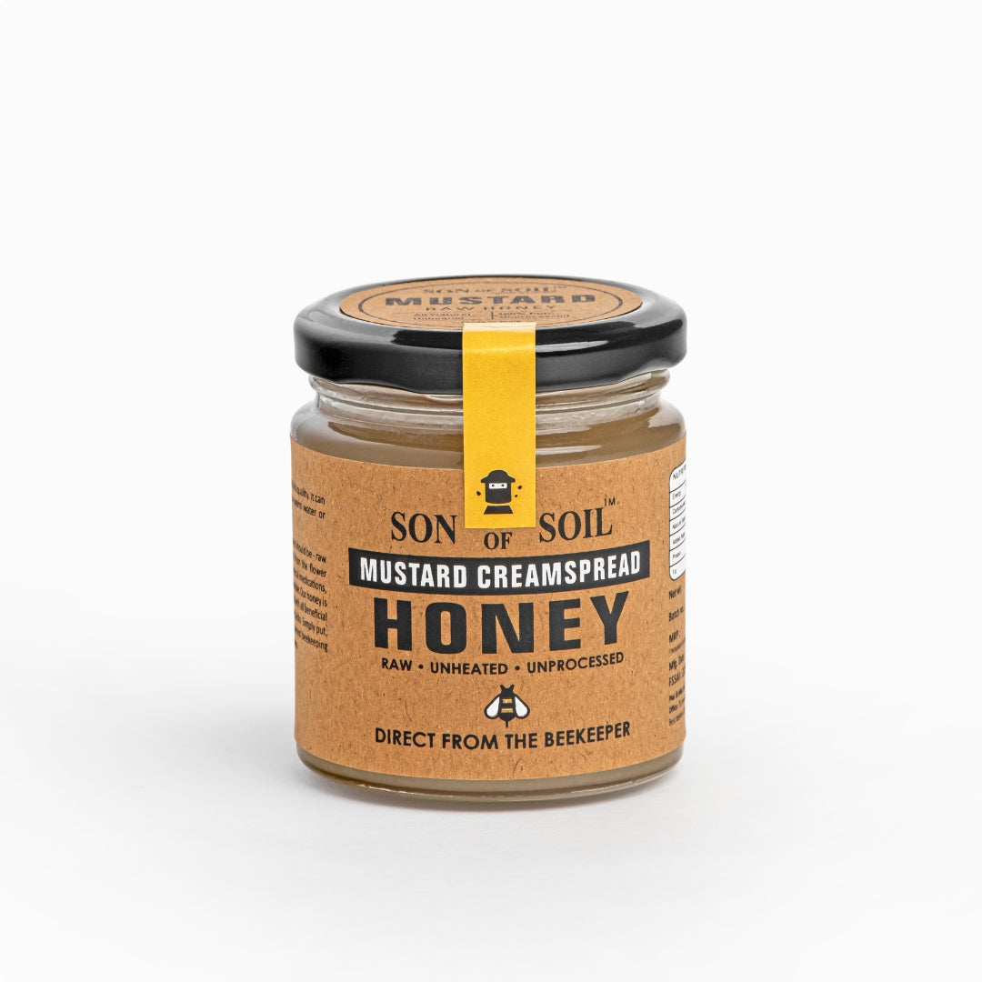 Honey | Mustard Cream Honey - Raw - Unheated - Unprocessed - Son Of Soil - 665gm
