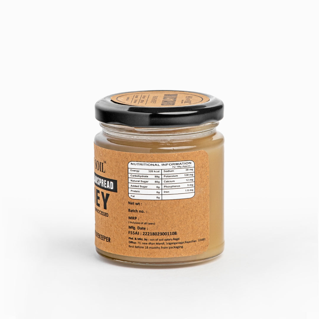 Honey | Mustard Cream Honey - Raw - Unheated - Unprocessed - Son Of Soil - 665gm