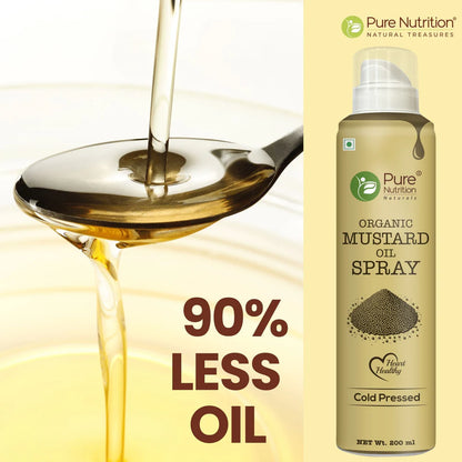 Mustard Oil Spray - Naturally Cholesterol-Free &amp; Rich in Omega-3 - Cold Pressed - Pure Nutrition - 200ml