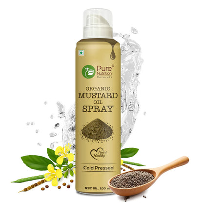 Mustard Oil Spray - Naturally Cholesterol-Free &amp; Rich in Omega-3 - Cold Pressed - Pure Nutrition - 200ml