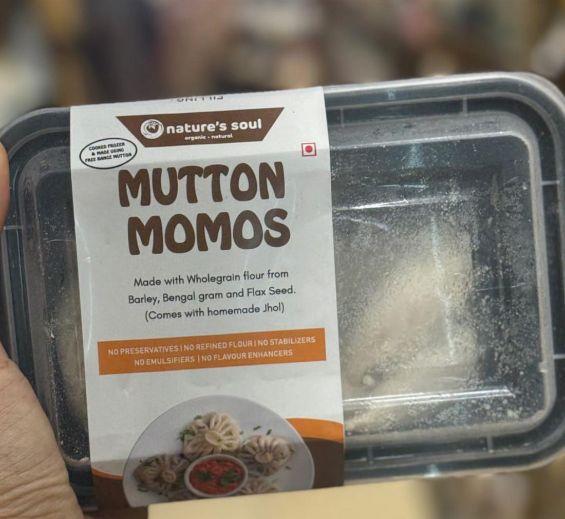 Momos | Mutton Momos - Frozen - With Homemade Jhol - Free Range Mutton, No Refined Flour, No Preservatives & No Flavour Enhancers – Nature’s Soul – Box of 12