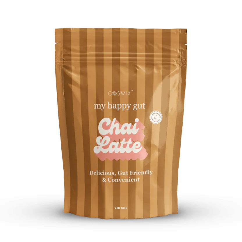 Chai Latte | Delicious, Gut Friendly &amp;amp; Convenient - No Refined Sugar Or Stevia &amp;amp; No Added Synthetic Flavours And Preservatives - Cosmix - 200gm