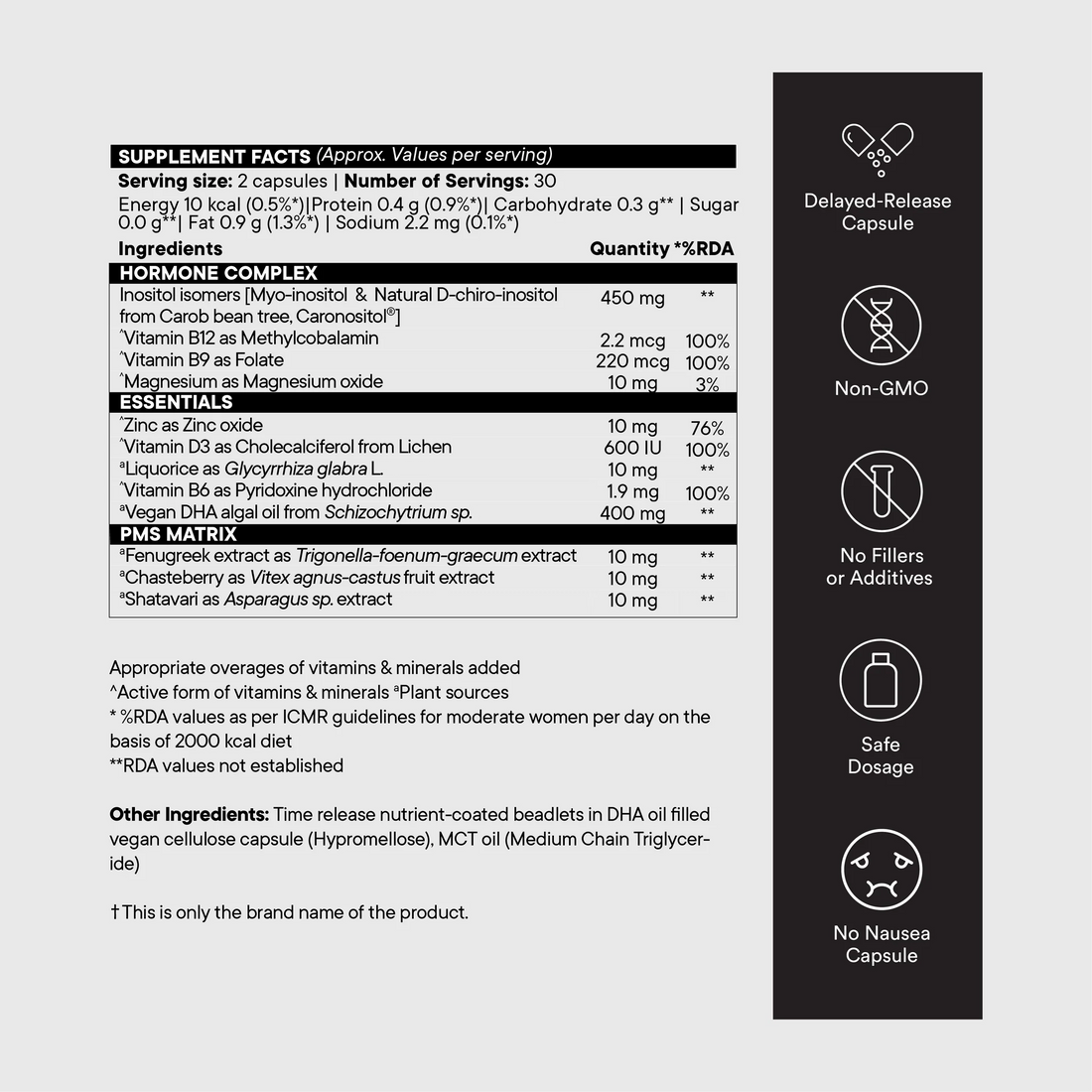 PCOS Balance | Slow - Myo-Inositol &amp;amp; Natural D-Chiro Inositol To Support Hormonal Balance - No Fillers, No Additives &amp;amp; Non GMO - Wellbeing Nutrition - 60 Capsules