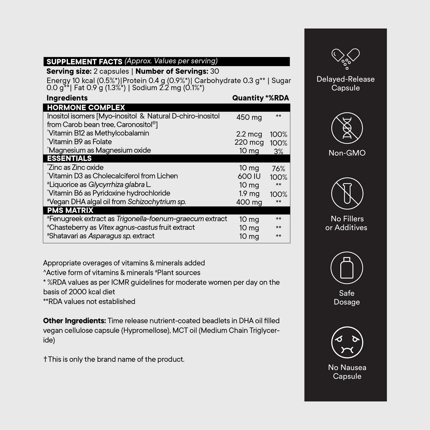 PCOS Balance | Slow - Myo-Inositol &amp;amp; Natural D-Chiro Inositol To Support Hormonal Balance - No Fillers, No Additives &amp;amp; Non GMO - Wellbeing Nutrition - 60 Capsules