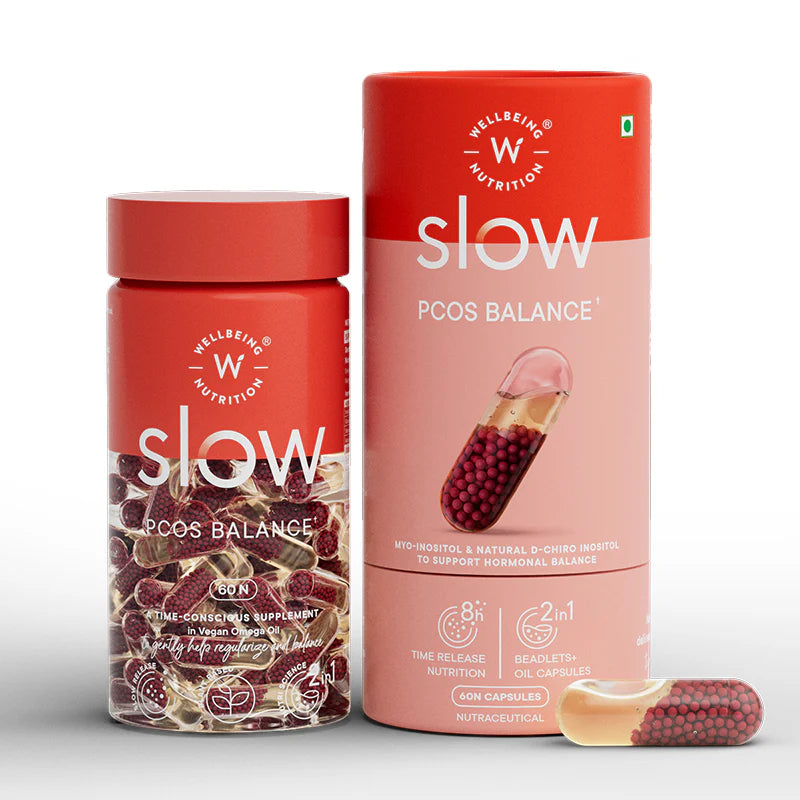 PCOS Balance | Slow - Myo-Inositol & Natural D-Chiro Inositol To Support Hormonal Balance - No Fillers, No Additives & Non GMO - Wellbeing Nutrition - 60 Capsules