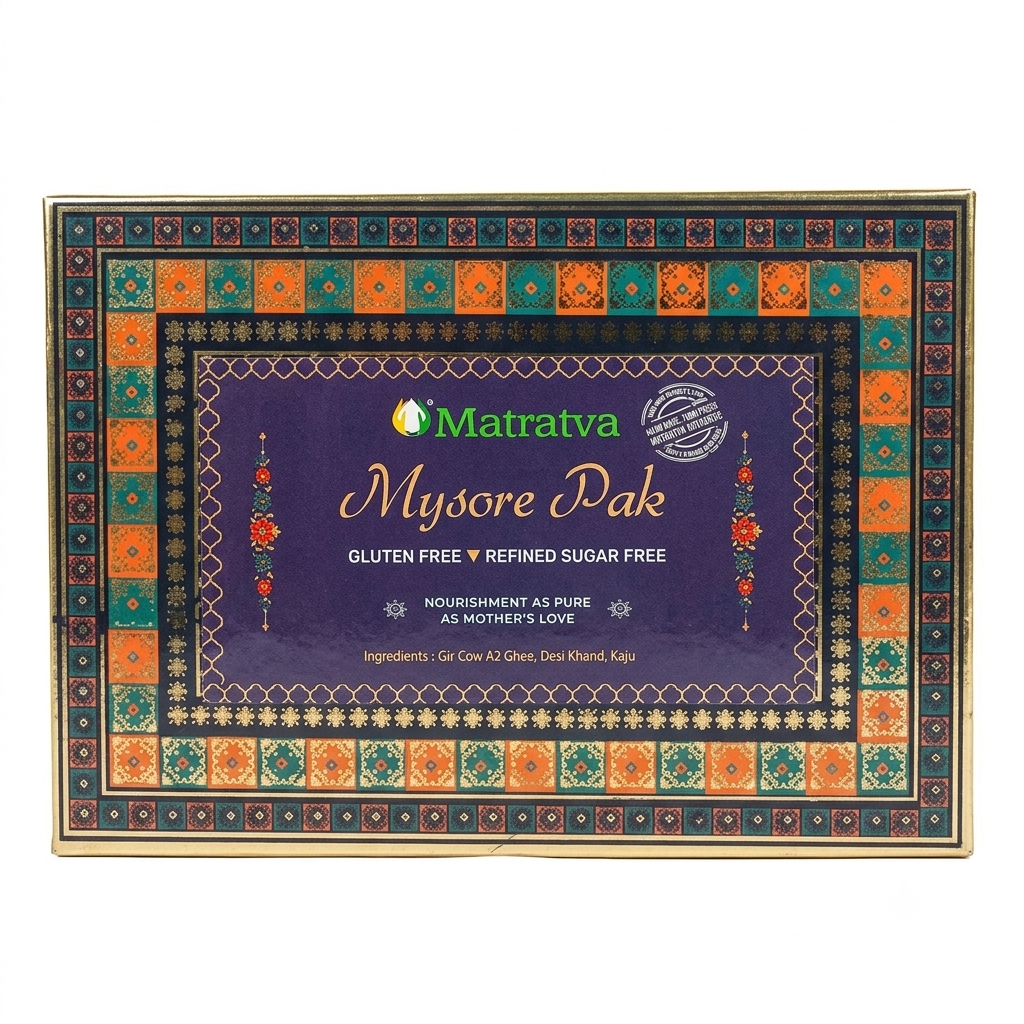 Mysore Pak - Gluten Free - Made From 100% Natural Ingredients - No Preservatives &amp; Refined Sugar Free -Matratva - 500gm
