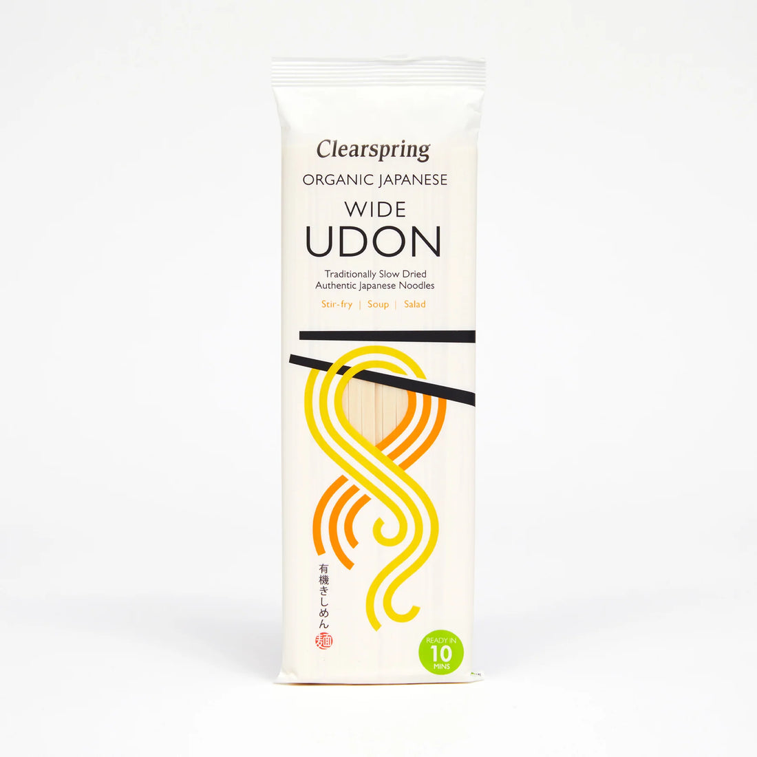Noodles | Organic Japanese Wide Udon- Traditionally Slow Dried Japanese Noodles - Gluten Free, Low In Fat, High In Fibre And Protein - Clearspring - 200gm