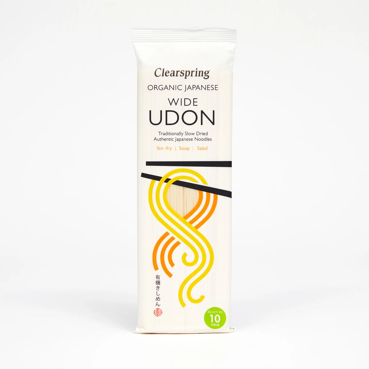 Noodles | Organic Japanese Wide Udon- Traditionally Slow Dried Japanese Noodles - Gluten Free, Low In Fat, High In Fibre And Protein - Clearspring - 200gm