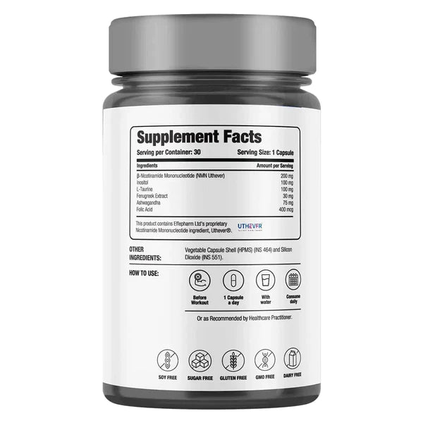 SportVit | NMN Blend For Performing Athletes - Vegan, Gluten Free, Soy Free, Sugar Free &amp;  Dairy Free - Decode Age - 30 Veg Capsules