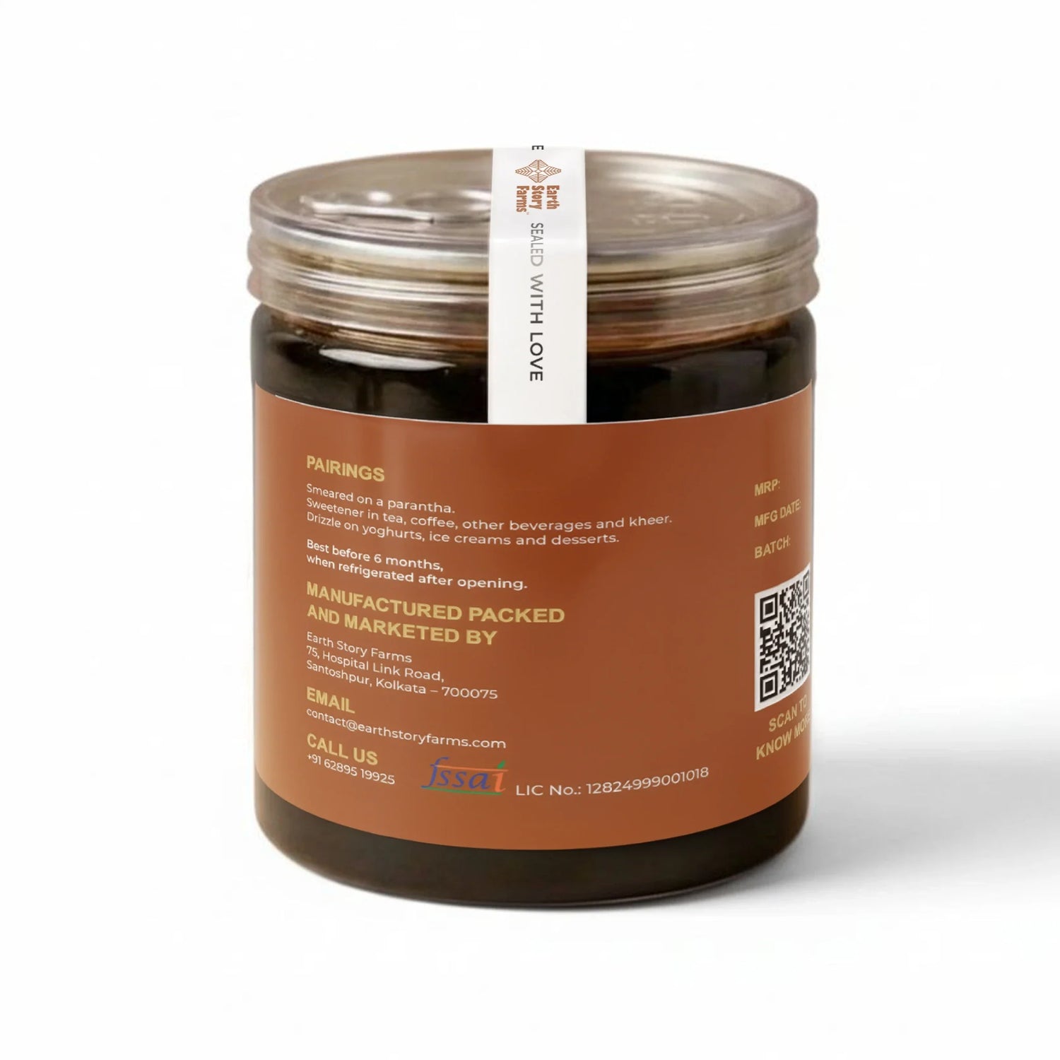 Nolen Gur Spread (Date Palm Jaggery) -Bankura, West Bengal - No Preservative, No Added Sugar or Chemicals - Earth Story Farms- 250gm