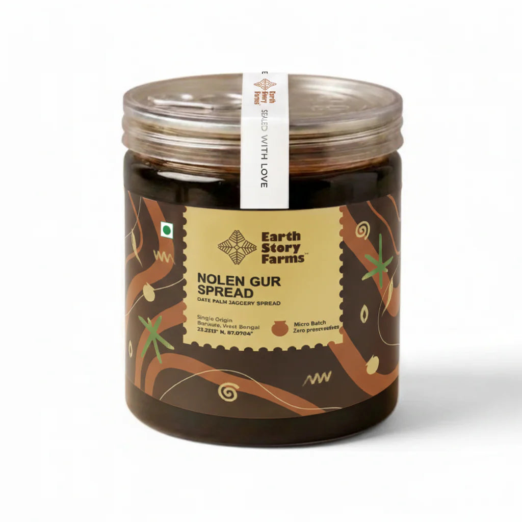 Nolen Gur Spread (Date Palm Jaggery) -Bankura, West Bengal - No Preservative, No Added Sugar or Chemicals - Earth Story Farms- 250gm