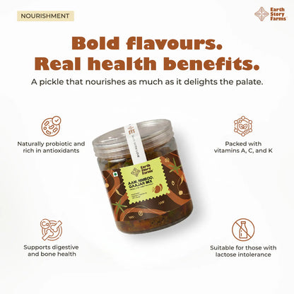 Pickle | Aam, Nimboo, Gaajar  Mixed Pickle- 100% Vegan - Preservative Free - Earth Story Farms- 200gm