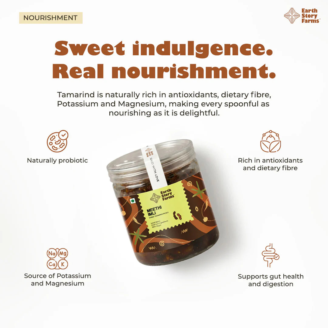 Sweet Pickle | Meethi Imli  (Sweet Tamarind Pickle)-Tetul-er Achaar- Premium Ingredient - 100% Vegan - Preservative-Free - Earth Story Farms- 200gm