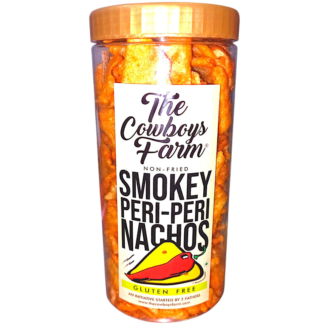Nachos | Smoky Peri Peri Nachos - Non Fried - Gluten Free, No Wheat, Maida, Refined Sugar, Trans Fat, Palm Oil, No Artificial Color, Flavor & Preservatives - The Cow boys Farm - 170gm
