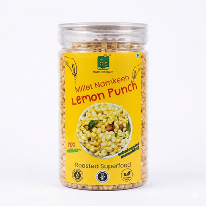 Namkeen | Millet Namkeen (Lemon Punch) - 70% Millet - Roasted Superfood - 100% Natural - 70% Millet - Gluten Free &amp; No Added Preservatives - Millet For Health - 150gm