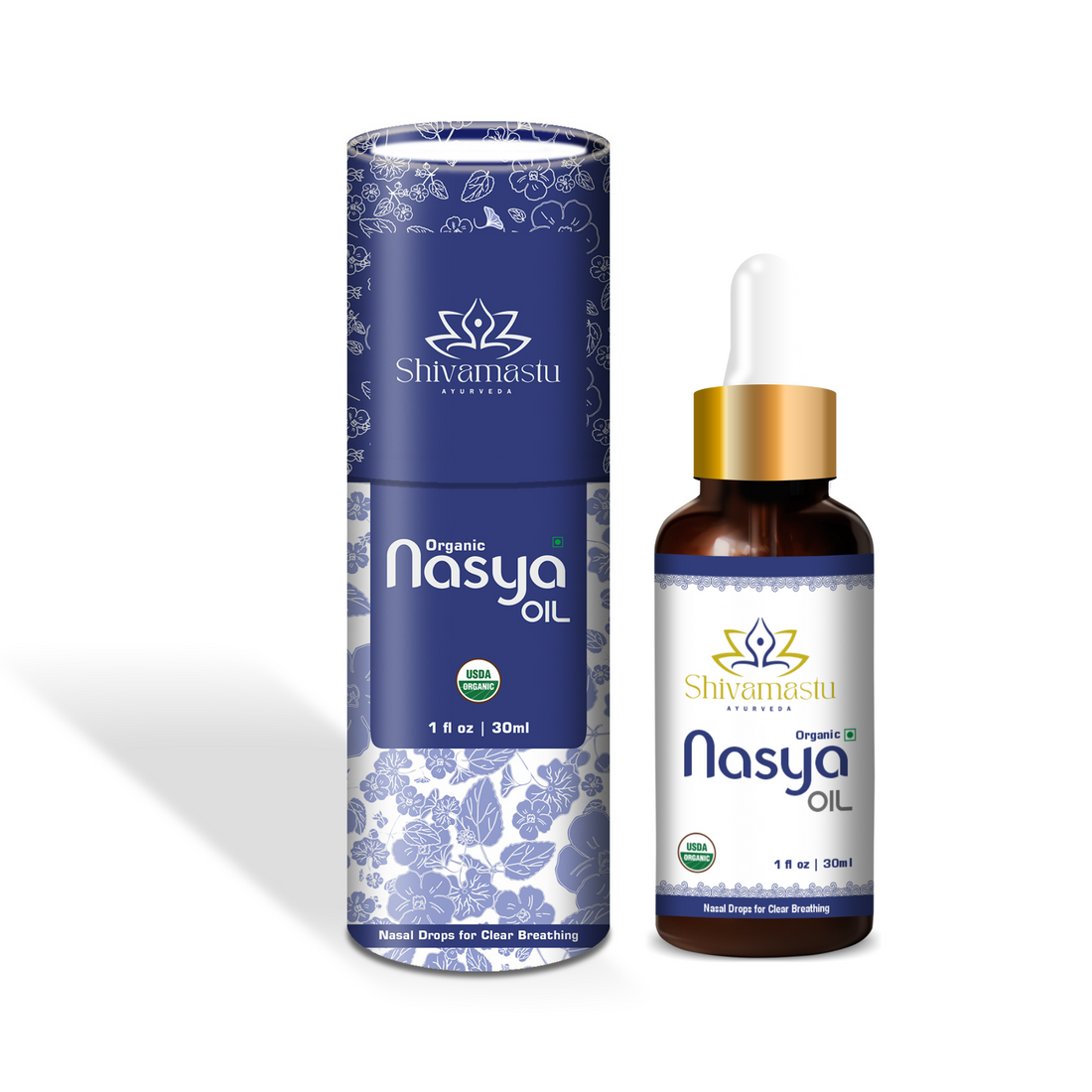 Nasya Oil | (Nasal Drops For Clear Breathing) - USDA Organic - Its Cleans Up Removal Blockages - Shivamastu - 30ml