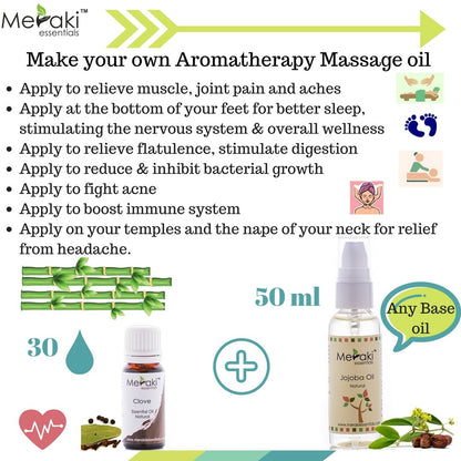 Natural Clove Leaf Essential Oil -Natural - Indian - Meraki Essentials - 10ml