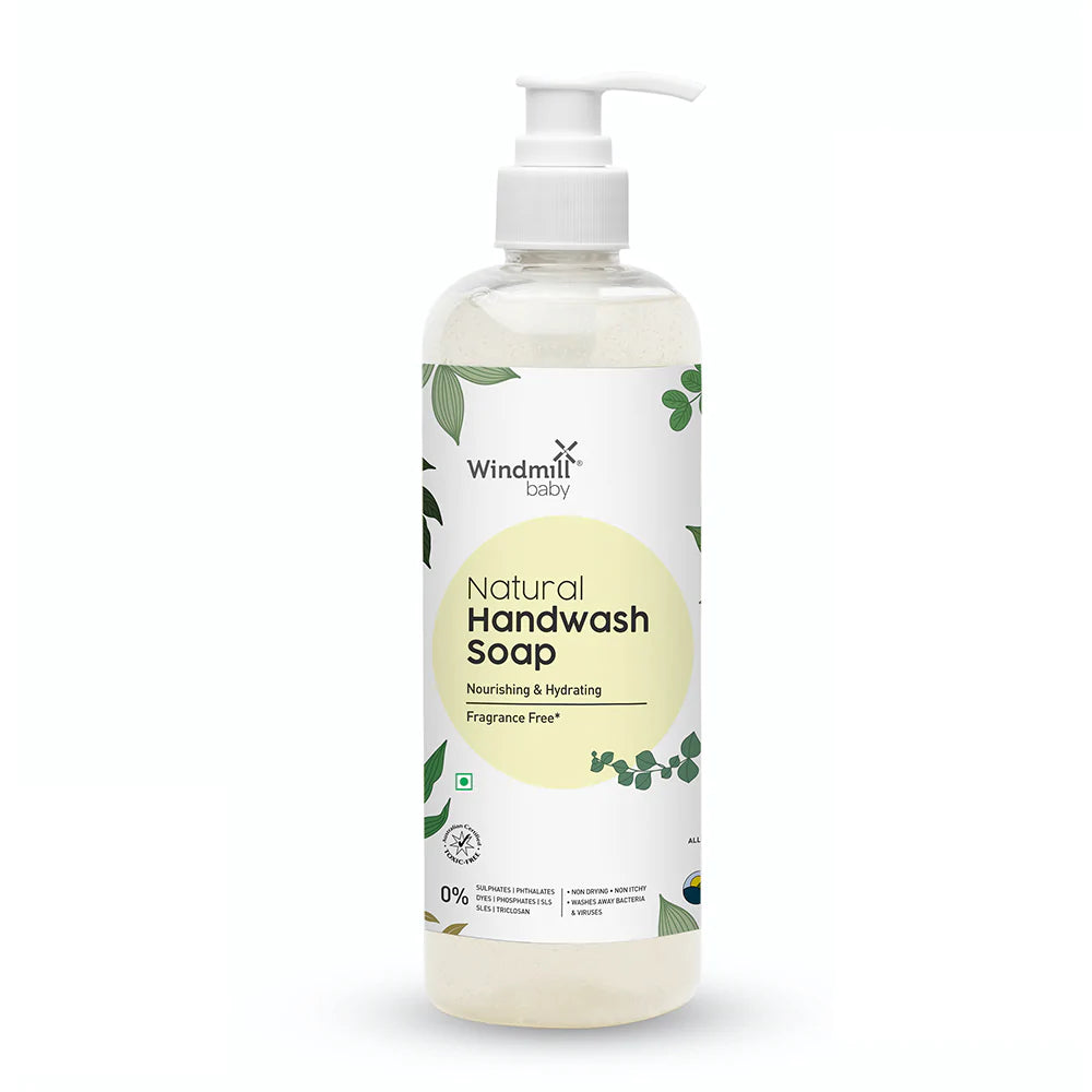 Natural Handwash Soap Fragrance Free – Natural - Vegan &amp;amp; Cruelty Free - Windmill Baby – 450ml