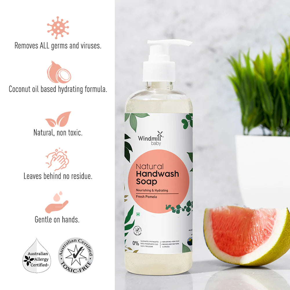 Natural Handwash Soap - Pomelo Fresh – Natural - Vegan &amp;amp; Cruelty Free - Windmill Baby – 450ml