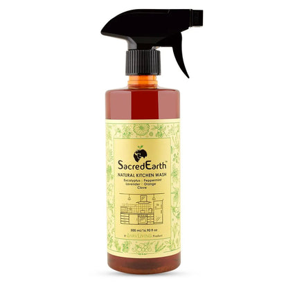 Kitchen Cleaner | (Made From Orange, Lemon, Clove, Eucalyptus And Peppermint) - Natural - Biodegradable, Chemical Free &amp; Non Toxic - Sacred Earth - 500ml