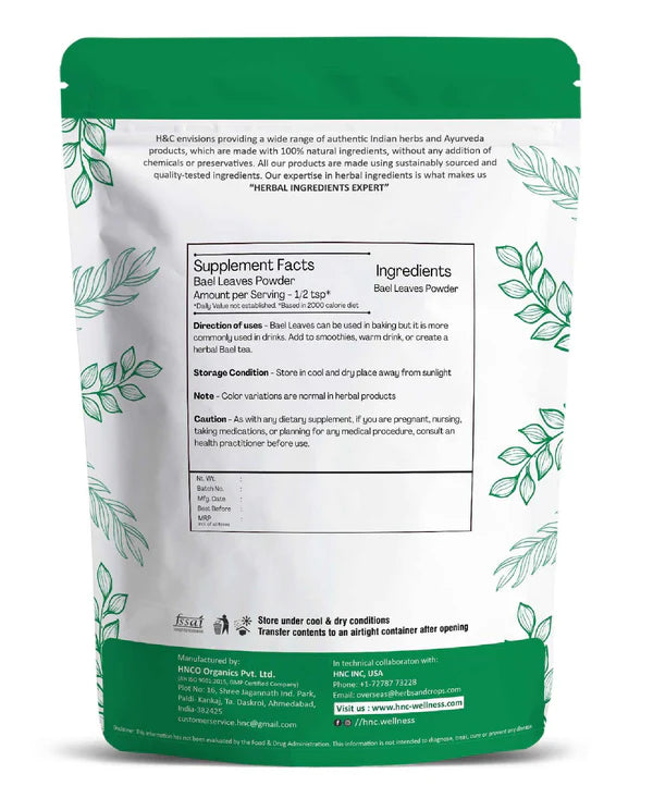 Bael Leaves Powder | (Aegle Marmelos) - 100% Natural - H&amp;C – 100gm