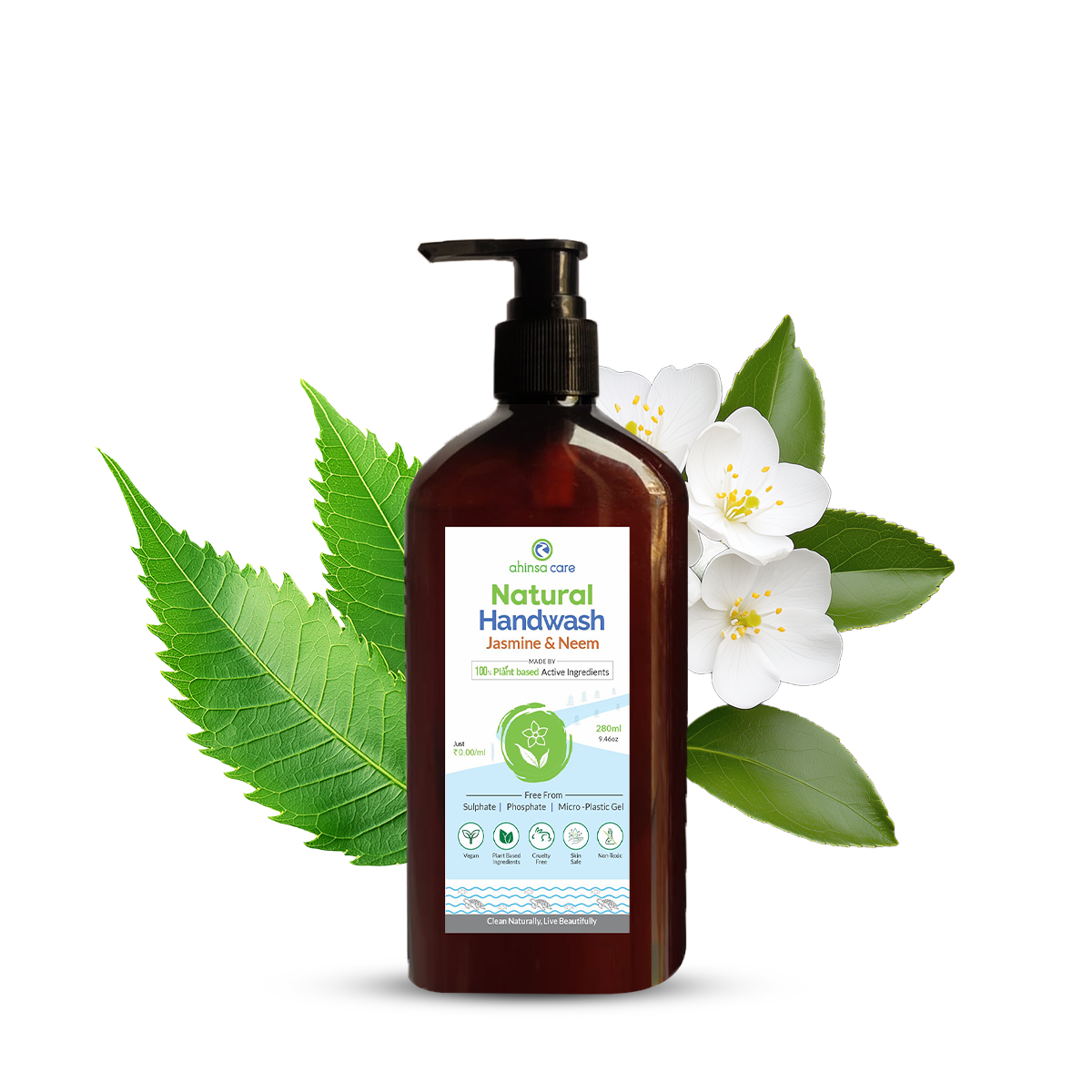 Hand Wash | Jasmine And Neem - No Artificial Ingredients &amp; Parabens Free - Ahinsa Care - 300ml