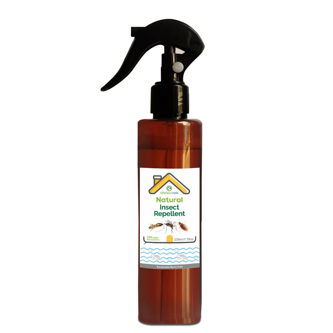 Repellant | Natural Insect Repellant - 100% Plant Based Active Ingredients - Vgean, Cruelty Free, No Artificial Ingredients, Formaldehyde, Aerosols & No Parabens - Ahinsa Care - 200ml