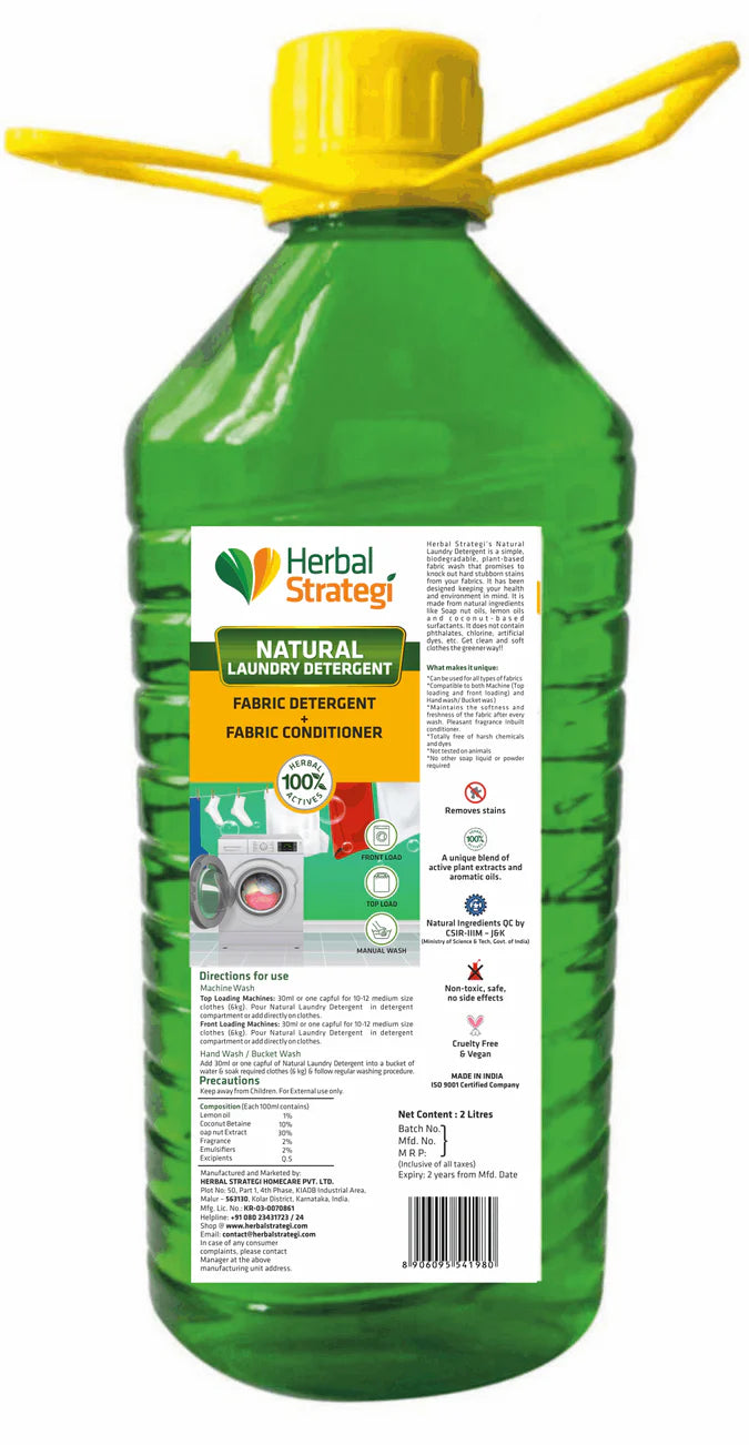 Laundry Detergent | Natural Fabric Wash - Herbal Strategi -  2000ml